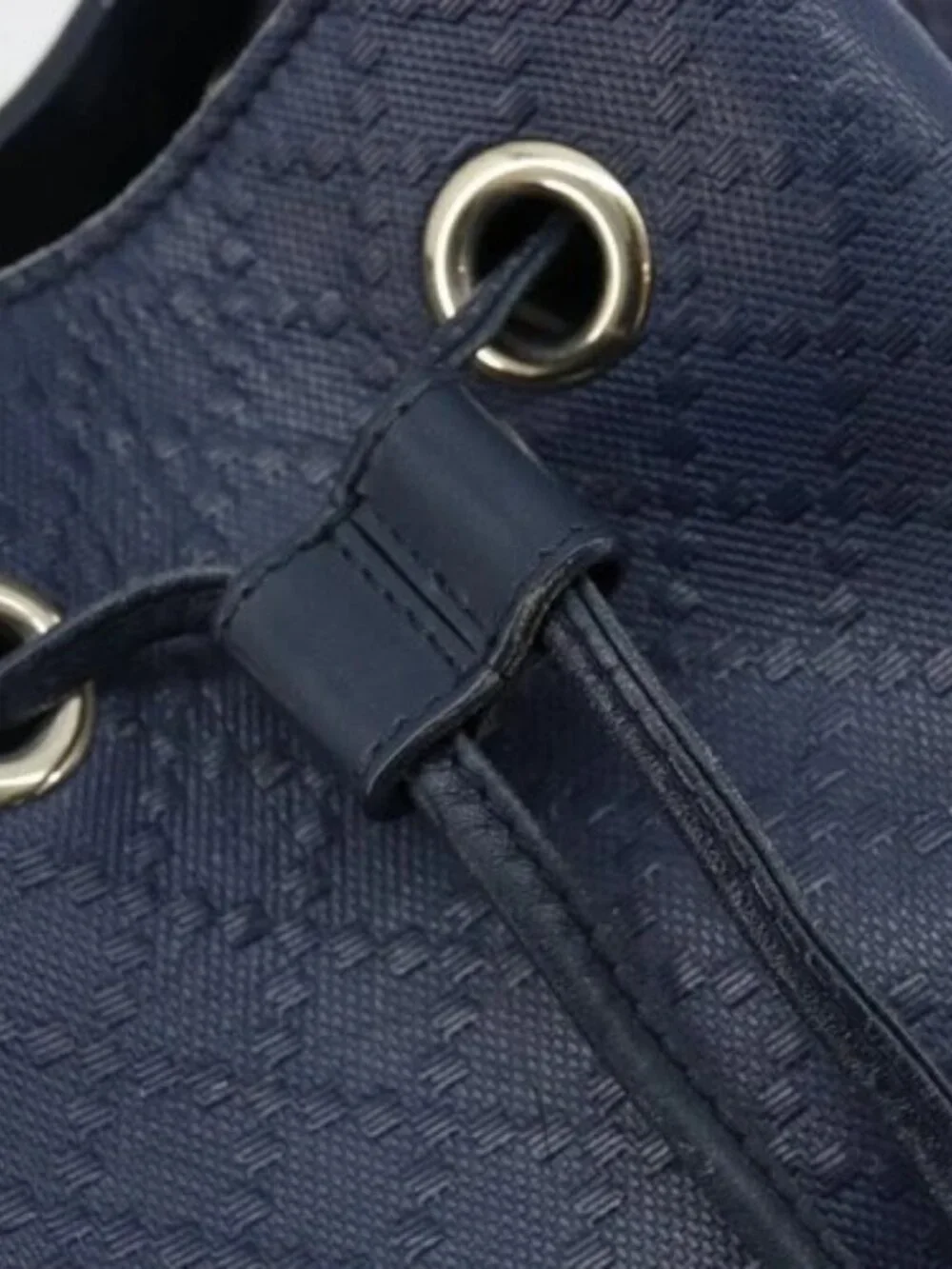 GUCCI Diamante Shoulder Bag Leather Navy Silver 354228 Auth 181216
